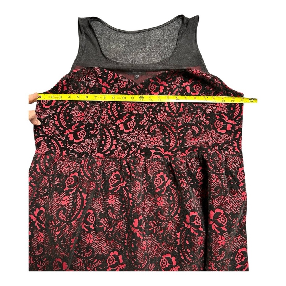 Trixxi Velvet Lace Print Mesh panel fit and flare Flocked Skater Dress Size 3X - Picture 6 of 9